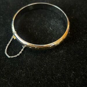 Vintage Sterling Silver and Gold Plated Thailand Bangle Bracelet